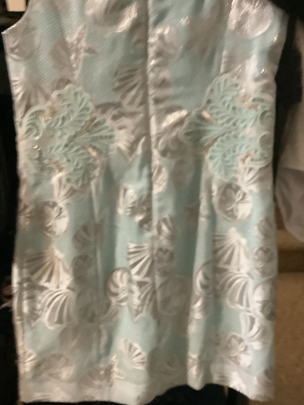Lilly Pulitzer Light Aqua and Silver Metallic mila shift Seashell Dress - Picture 7 of 9